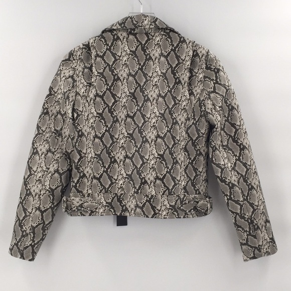 BLANK NYC Moto Jacket Snakeskin Blank NYC cropped Faux Leather black white XS - Picture 8 of 12